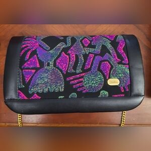 Christina leather and fabric purse